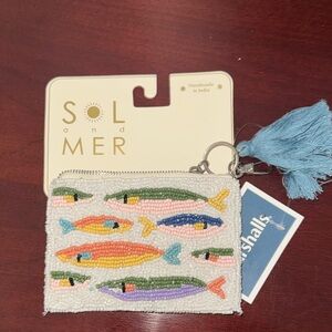 Sol and Mer Beaded Fish Key & Card Holder - White